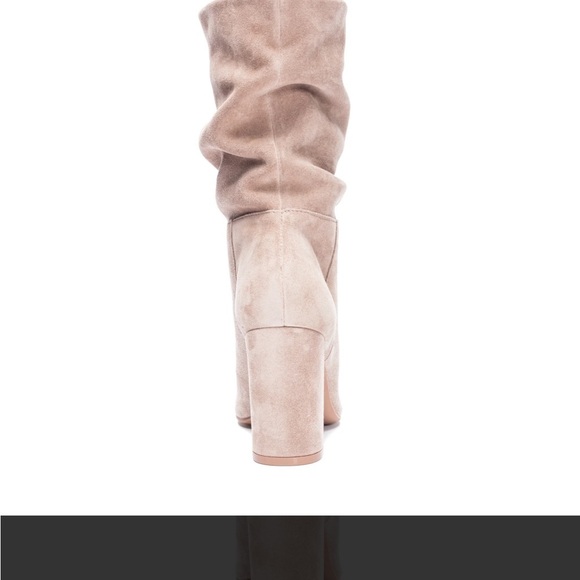 Chinese Laundry tan Kipper Split Suede bootie mid calf high heel boots - Picture 3 of 16